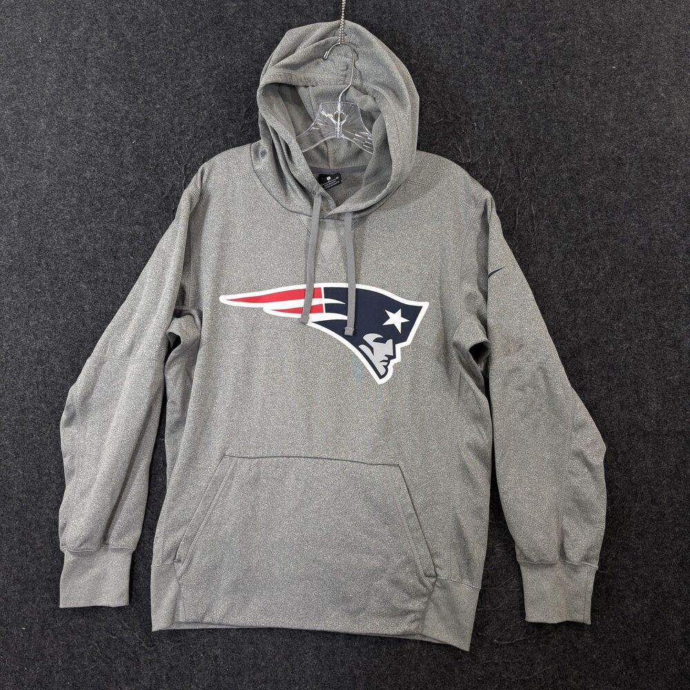 New England Patriots Hoodie Men's Small Gray NFL Football Nike Pats Dri-FIT
